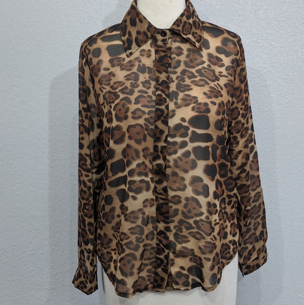 Leopard print button down